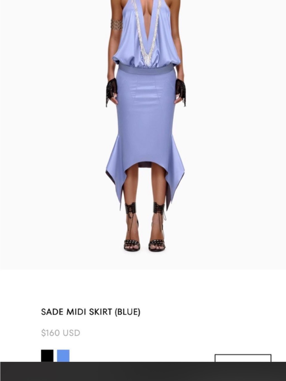 Sade High-Low Midi Skirt& top - Blue